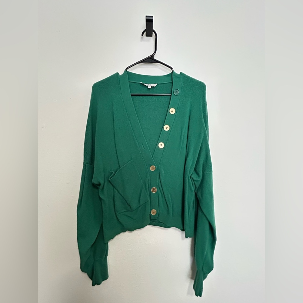 Tibi Merino Wool Long Sleeve Button Up Sweater